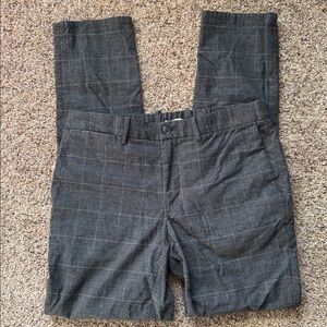 Mango Men's Charcoal Windowpane Dress Pants